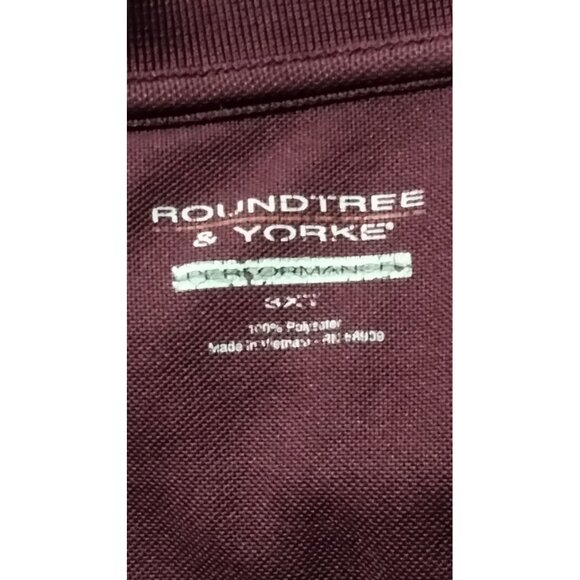 Roundtree & Yorke Size 3XT Polo Shirt Mens Performance Burgundy Diamond Pattern - Picture 8 of 8